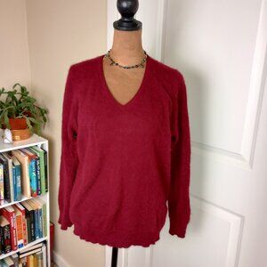 Red Charter Club 100% Cashmere Sweater Burgundy V Neck Sweater Pullover XL